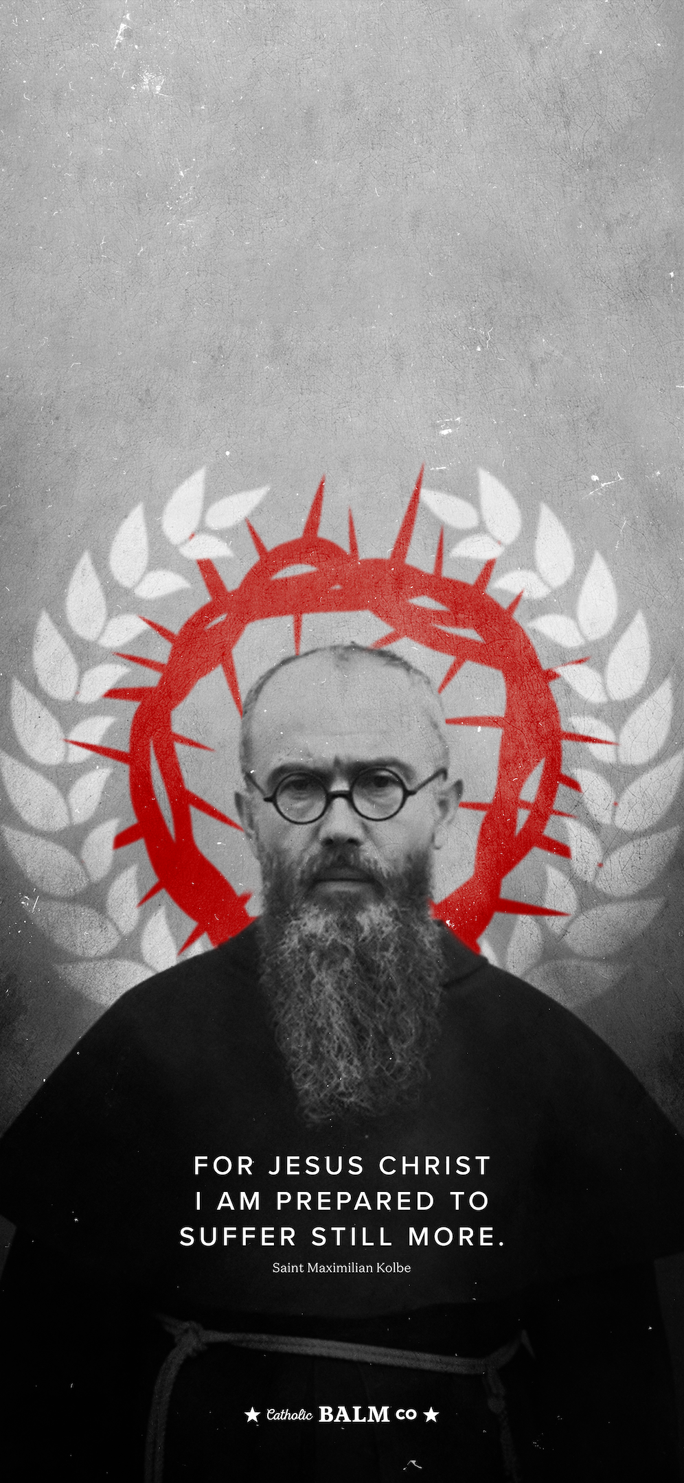 St Maximilian Kolbe Two Crowns Phone Wallpaper
